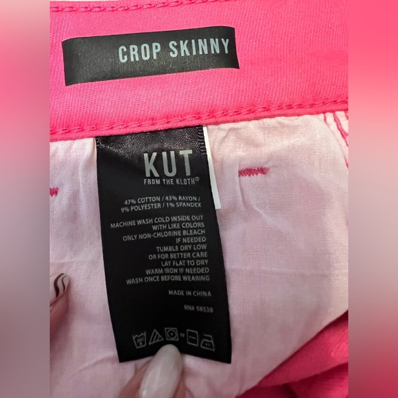 KUT FROM THE KLOTH Crop Skinny Jeans Honey Suckle Pink Size 12 NWOT - Picture 5 of 13
